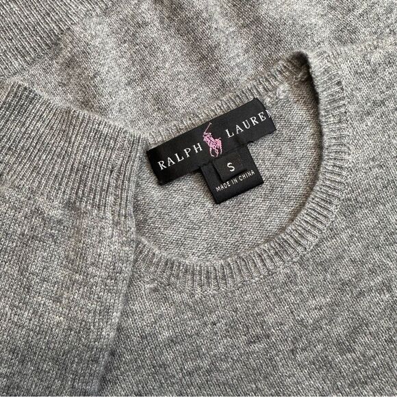 Ralph Lauren Pink Pony Gray Cashmere Crewneck Long-sleeved Sweater - Picture 4 of 17